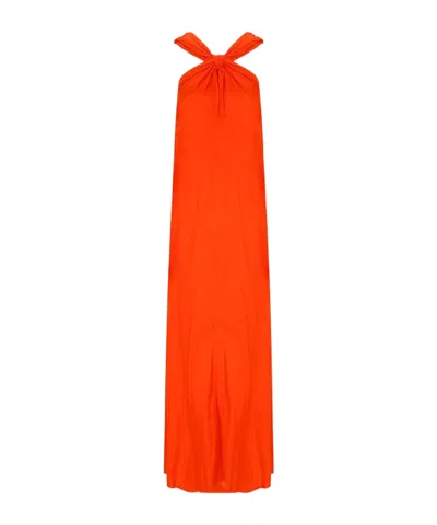 Essentiel Antwerp Jaycee Halterneck Maxi Dress In Orange