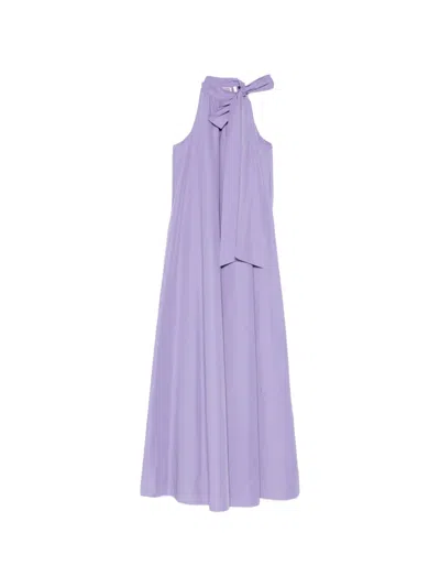Essentiel Antwerp Jayda High-neck Bow Maxi Dress In Purple
