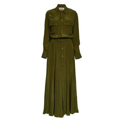 Essentiel Antwerp Jebba Layered Oversize Maxi Dress In Green