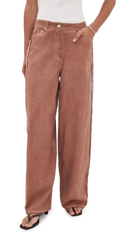Essentiel Antwerp Jeeper Studded Pants Faded Plum In Brown