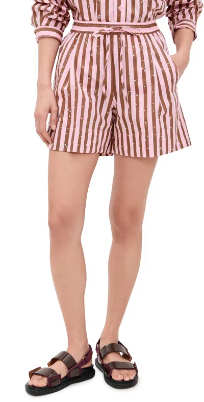 Essentiel Antwerp Jeeuw Rhinestone Mini Shorts Combo1 Young Rose In Pink