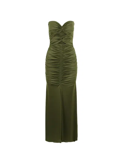 Essentiel Antwerp Jeremi Ruched Strapless Dress In Green