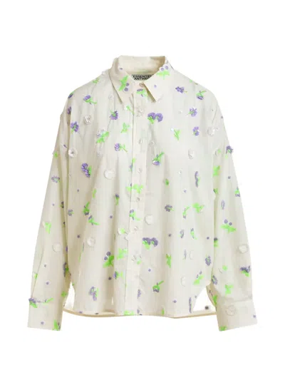 Essentiel Antwerp Jimena Floral-embroidered Shirt In White