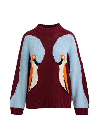 Essentiel Antwerp Jinie Intarsia-knit Sweater In Red