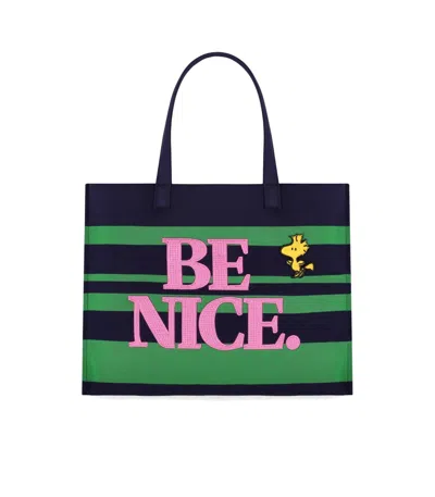 Essentiel Antwerp Jobba Blue And Green Shopping Bag In Pink