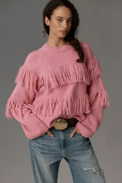 Essentiel Antwerp Johns Fringe Sweater In Pink