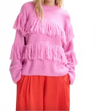 Essentiel Antwerp Johns Pullover Sweater With Fringe In Pinky Sugar