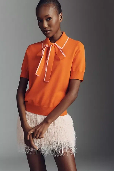 Essentiel Antwerp Jojoba Short-sleeve Sweater In Orange