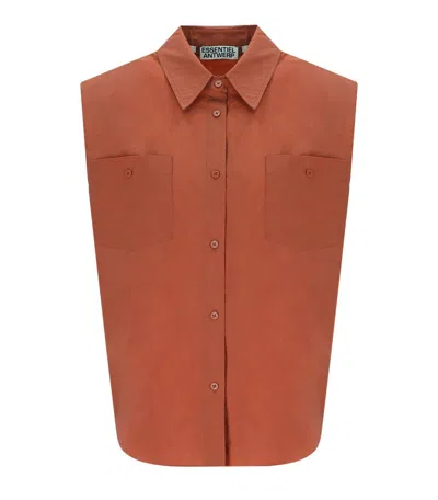 Essentiel Antwerp Jol Etruscan Red Sleeveless Shirt In Brown