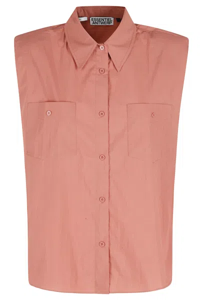 Essentiel Antwerp Padded-shoulder Sleeveless Shirt In Pink