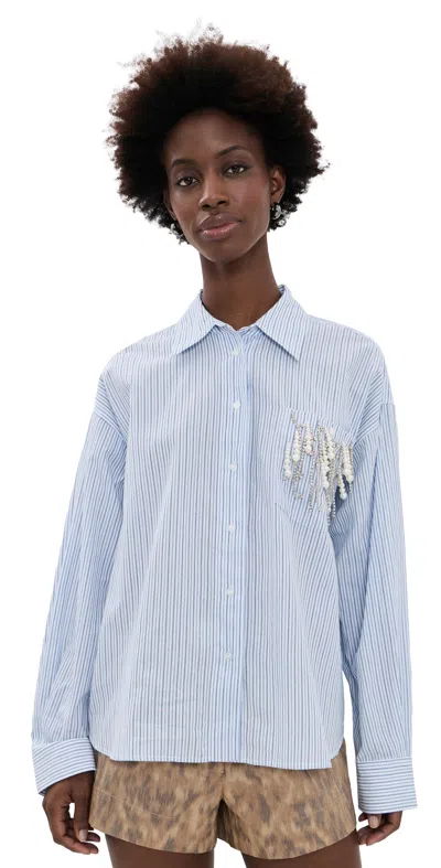 Essentiel Antwerp Jommeke Embellished Shirt Combo1 Off White In Blue
