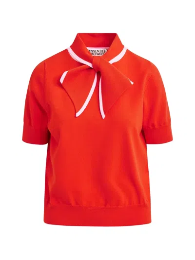 Essentiel Antwerp Jonda Scarf-tie T-shirt In Red