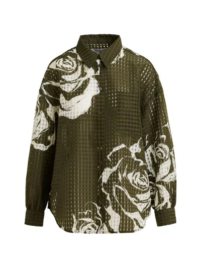 Essentiel Antwerp Jorange Floral-print Shirt In Green