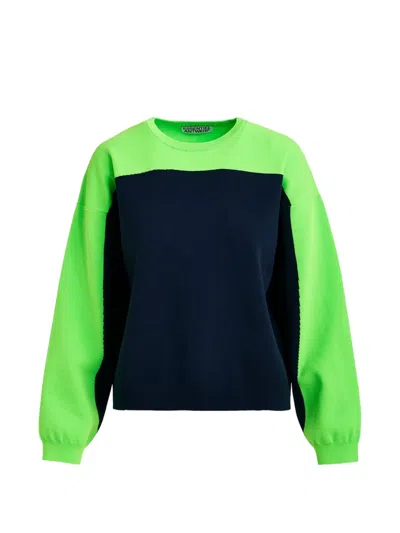 Essentiel Antwerp Joto Two-toned Ribbed Sweater In Green