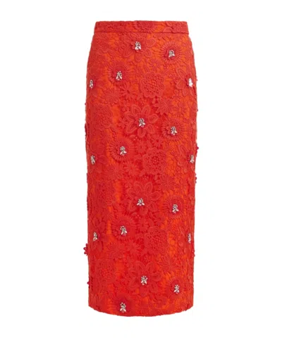 Essentiel Antwerp Jourget Embellished Lace Skirt In Red