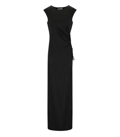 Essentiel Antwerp Ruched Sleeveless Maxi Dress In Black