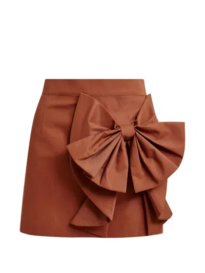 Essentiel Antwerp Joyous Bow-detail Skirt In Brown