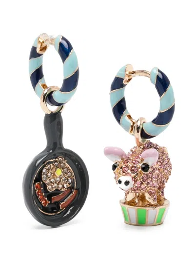 Essentiel Antwerp Jubby Striped-detail Charm Earrings In Multi