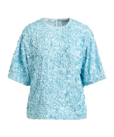 Essentiel Antwerp Juli Sequined Oversized Top In Blue