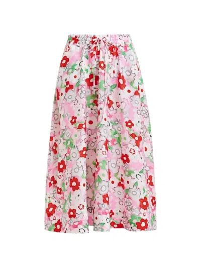 Essentiel Antwerp Julianne Floral-detail Midi Skirt In Pink