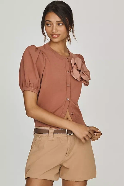 Essentiel Antwerp Jumpo Appliqué Cardigan In Brown