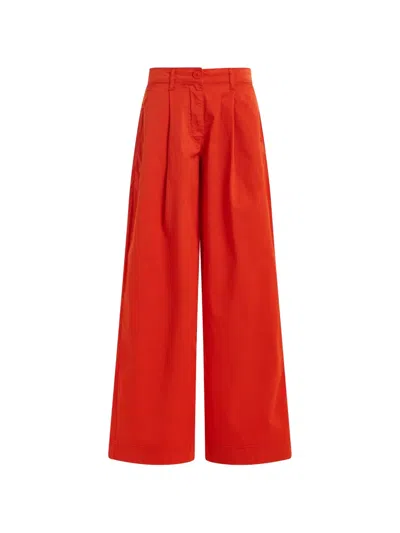 Essentiel Antwerp Jumpy Wide-leg Trousers In Red