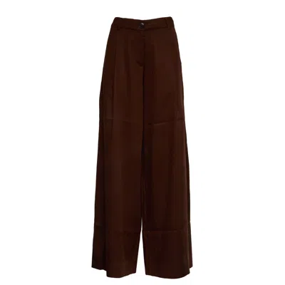 Essentiel Antwerp Justicia Pleated High Waisted Wide-leg Pants In Brown