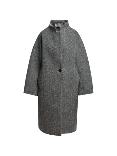Essentiel Antwerp Kabala Herringbone-pattern Coat In Gray