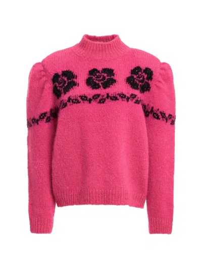 Essentiel Antwerp Kalendar Floral-jacquard Sweater In Pink