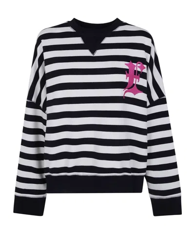 Essentiel Antwerp Monogram-embroidered Striped Sweatshirt In White
