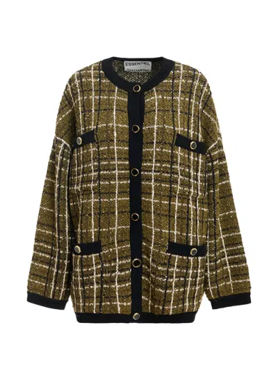 Essentiel Antwerp Kannel Checked-knit Cardigan In Green