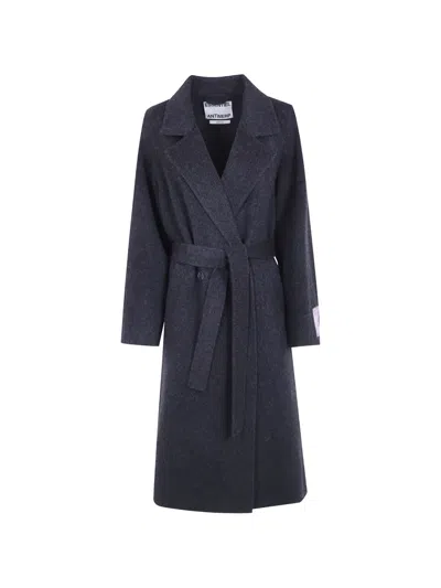 Essentiel Antwerp Kaps Belted Coat In Blue