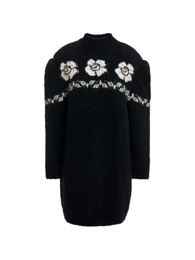 Essentiel Antwerp Kara Floral-jacquard Long-sleeved Knitted Mini Dress In Multi