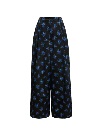 Essentiel Antwerp Karmen Floral-print Palazzo Pants In Blue