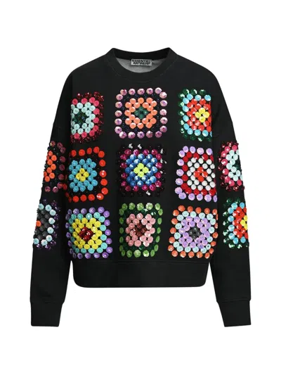 Essentiel Antwerp Karnaval Sweatshirt Mit Pailletten Und Perlenstickerei In Schwarz