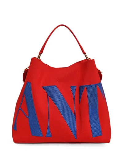 Essentiel Antwerp Karoll Logo-patch Tote Bag In Red