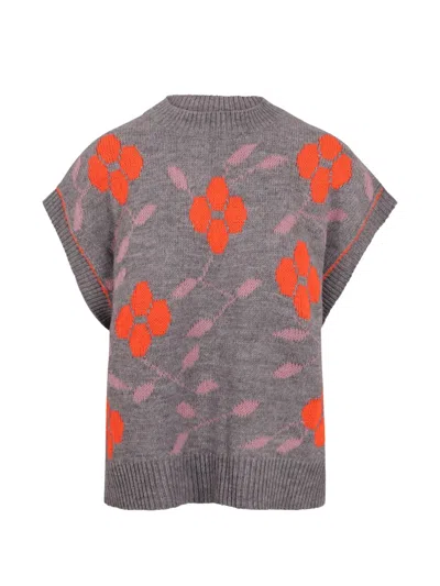 Essentiel Antwerp Karre Floral-intarsia Knitted Vest In Gray