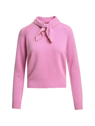 Essentiel Antwerp Essential Antwerp Kasa Beaded Trim Wool Pullover In Pink