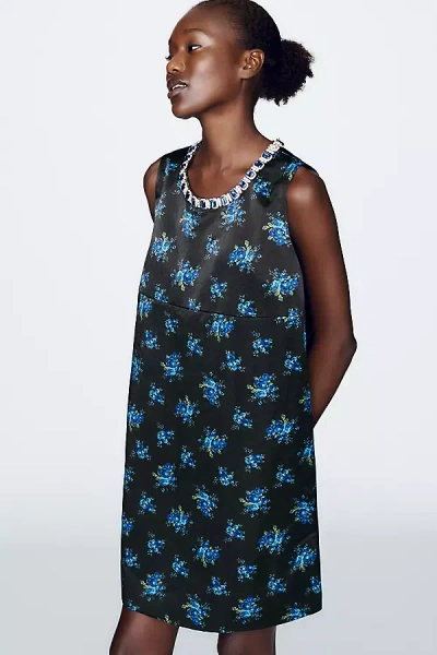 Essentiel Antwerp Katia Crystal-embellished Floral-print Mini Dress In Black