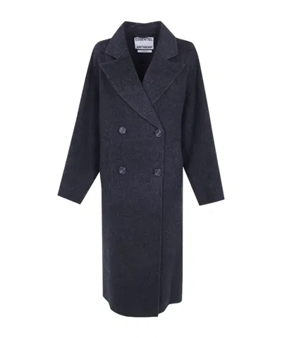 Essentiel Antwerp Kelp Double-breasted Coat In Blue