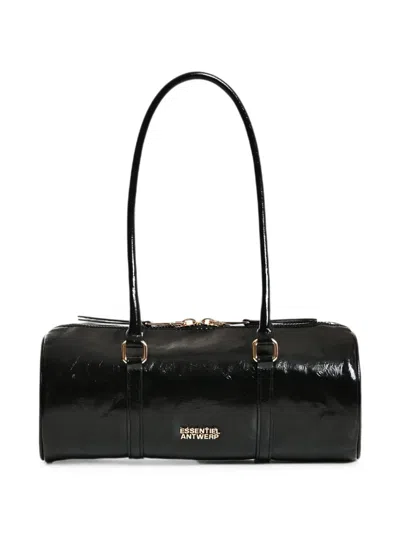 Essentiel Antwerp Kenneth Glossy Shoulder Bag In Black