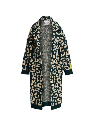 Essentiel Antwerp Keo Leopard-jacquard Cardigan In Multi