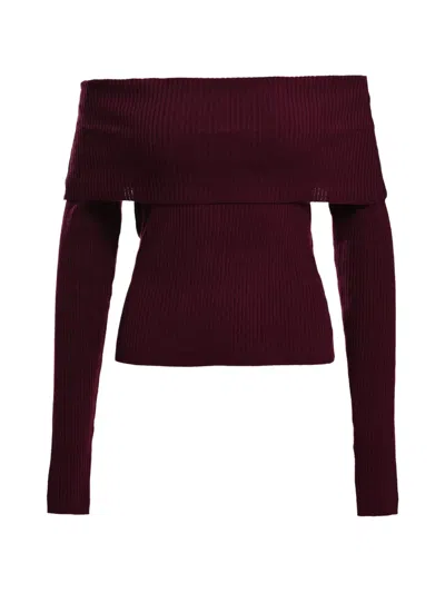 Essentiel Antwerp Killy Off-shoulder Ribbed-knit Sweater In Red