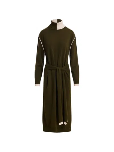 Essentiel Antwerp Kirly Waist-tie Midi Dress In Green