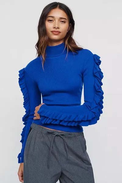 Essentiel Antwerp Kitty Wool Blend Turtleneck Sweater In Blue