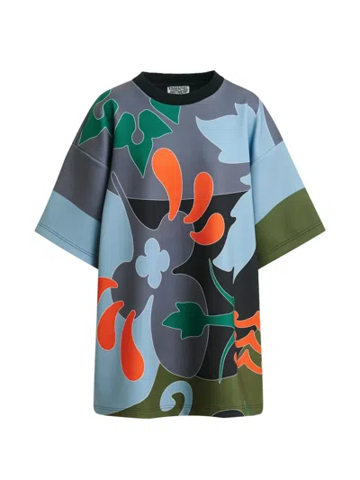 Essentiel Antwerp Klassic Floral-print Mini T-shirt Dress In Grey