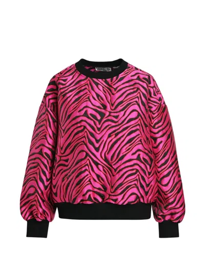 Essentiel Antwerp Klient Zebra-jacquard Sweatshirt In Pink