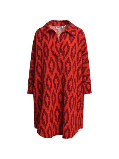 Essentiel Antwerp Klumsy Graphic-print Midi Dress In Orange