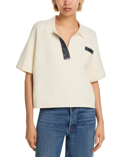 Essentiel Antwerp Knit Polo Top In White
