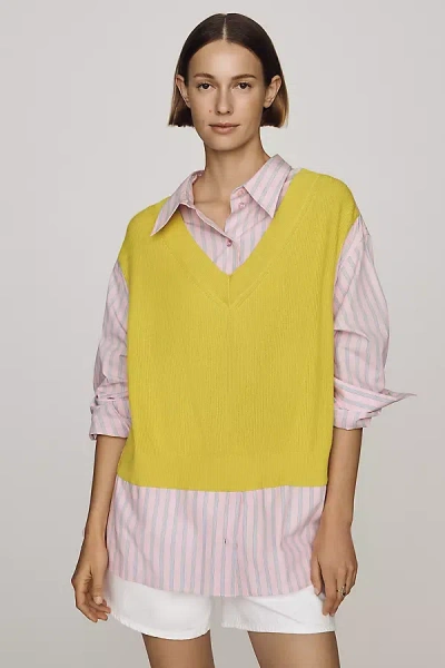 Essentiel Antwerp Knit Twofer Shirt Top In Multi